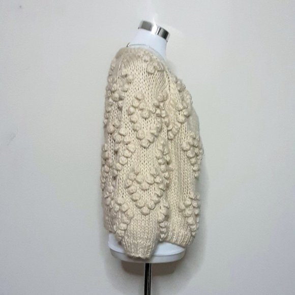 Chic Wish Cashmere / Wool Blend Chunky Beige Cardigan Sweater Size Small - Picture 4 of 8